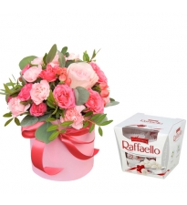 Коробка с цветами и Raffaello код товара 2278