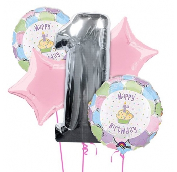 Повітряні кульки на перший день народження дівчинки #1214