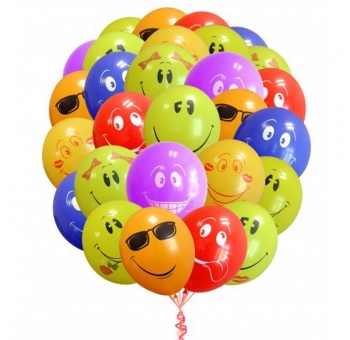 Повітряні кульки смайлики різнокольорові #1284