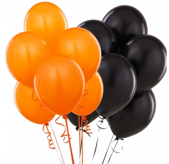 Черные и оранжевые шарики с гелием код 1559