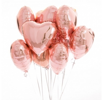 Гелієві кульки серця рожеве золото #1728