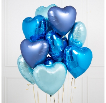Гелієві кульки серця у синіх відтінках #2202