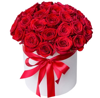 51 роза в коробке «ПЛАМЯ ЛЮБВИ» код товара 2298