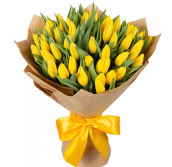 Желтые тюльпаны в крафт упаковке #2553