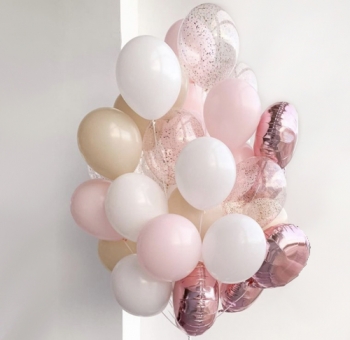 Рожеві та білі повітряні кульки для дівчини #2759